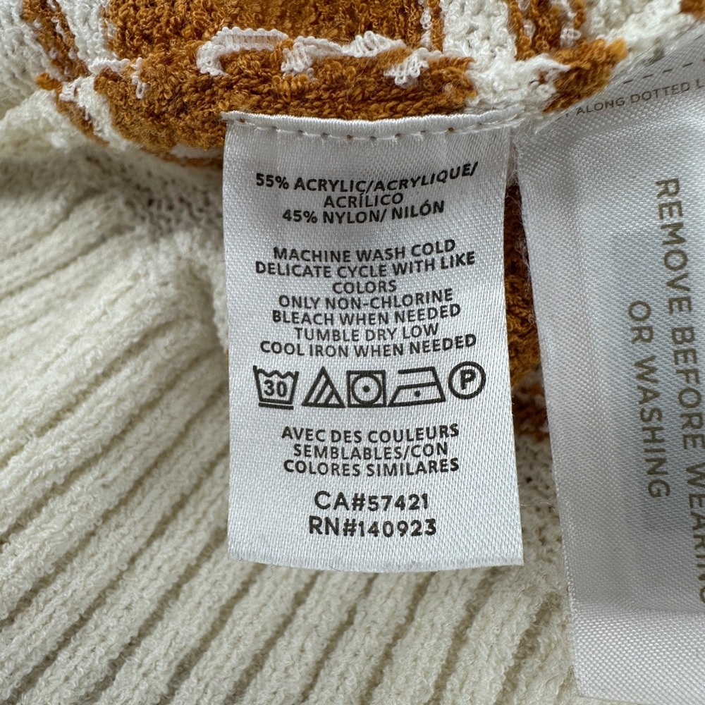Loft Womens Striped Knit Hoodie Sweater Rust Cream Medium V-Neck - Picture 5 of 8
